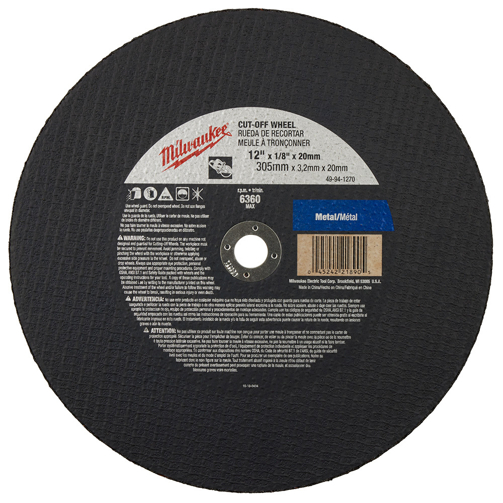 12 in. x 1/8 in. x 20 mm Cut-Off Wheel (Type 1)