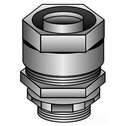 OZ-Gedney Type 4Q Liquid Tight Straight Connector, Size: 3/8 IN (1/2 IN KO), Connection: Compression X Tapered MNPT Hub, Malleable Iron Body And Nut, Steel Ferrule, Finish: Zinc Electroplated, NEMA Rating: NEMA 4, 1-1/8 IN Width, 1-1/2 IN Height, Th