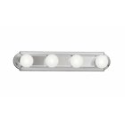 The sleek design of this 4 light bath bar means it fits neatly into many decors and spaces. Chrome finish with 4 white globes.