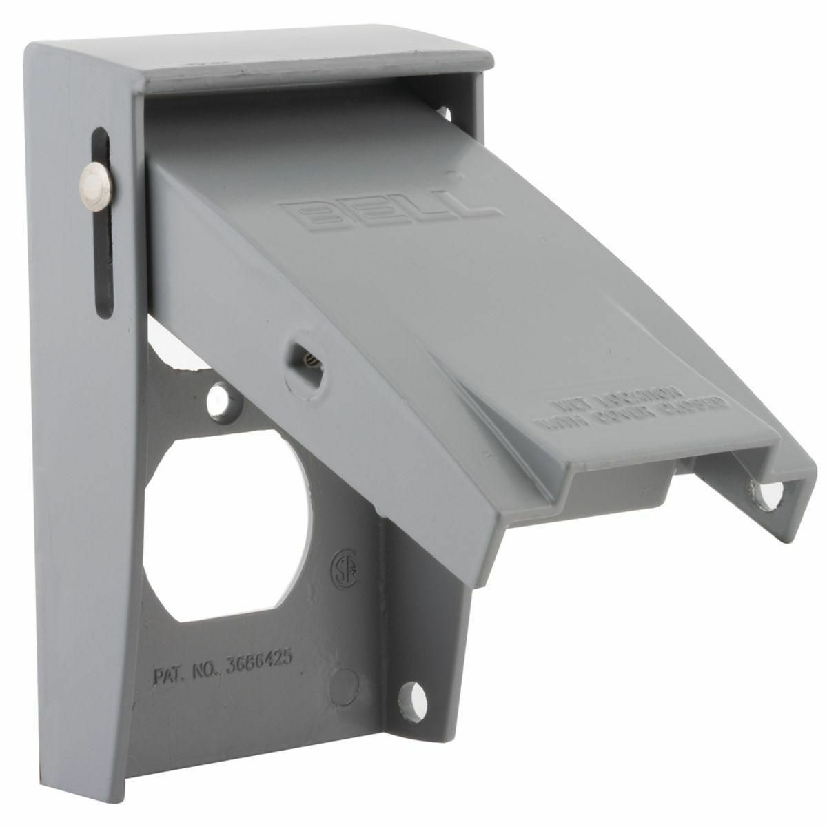 One Gang Gray RAYNTITE Metal Flip Covers - Duplex Vertical Mount