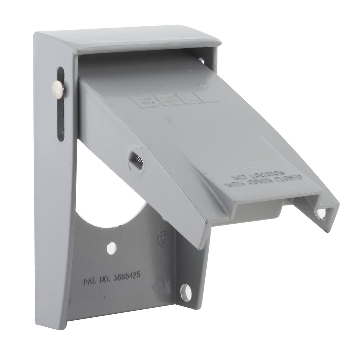 One Gang Gray RAYNTITE Metal Flip Covers - 20A, 1.710 In. diameter,Vertical Mount