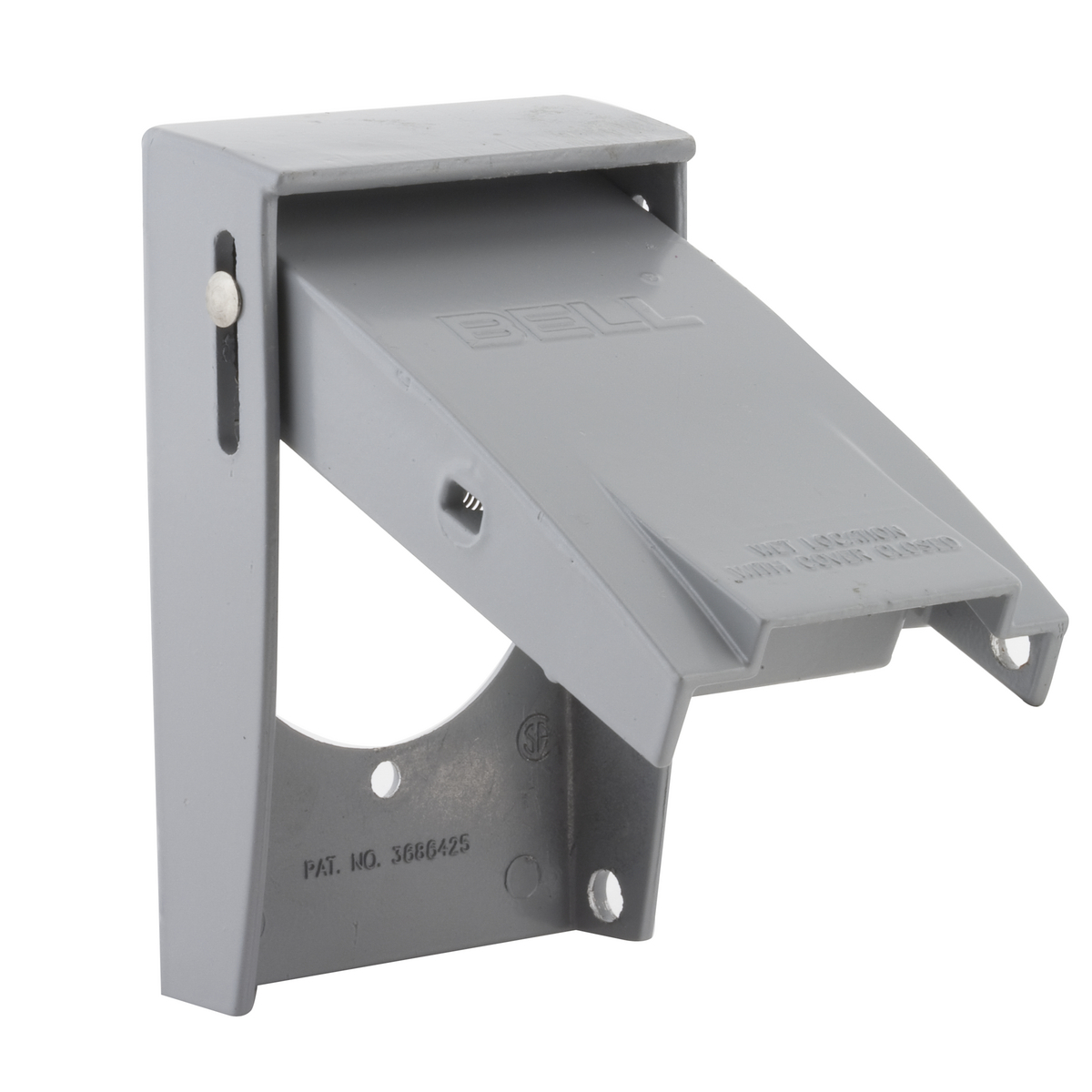 One Gang Gray RAYNTITE Metal Flip Covers - 30-50A, 2.150 In. diameter,Vertical Mount