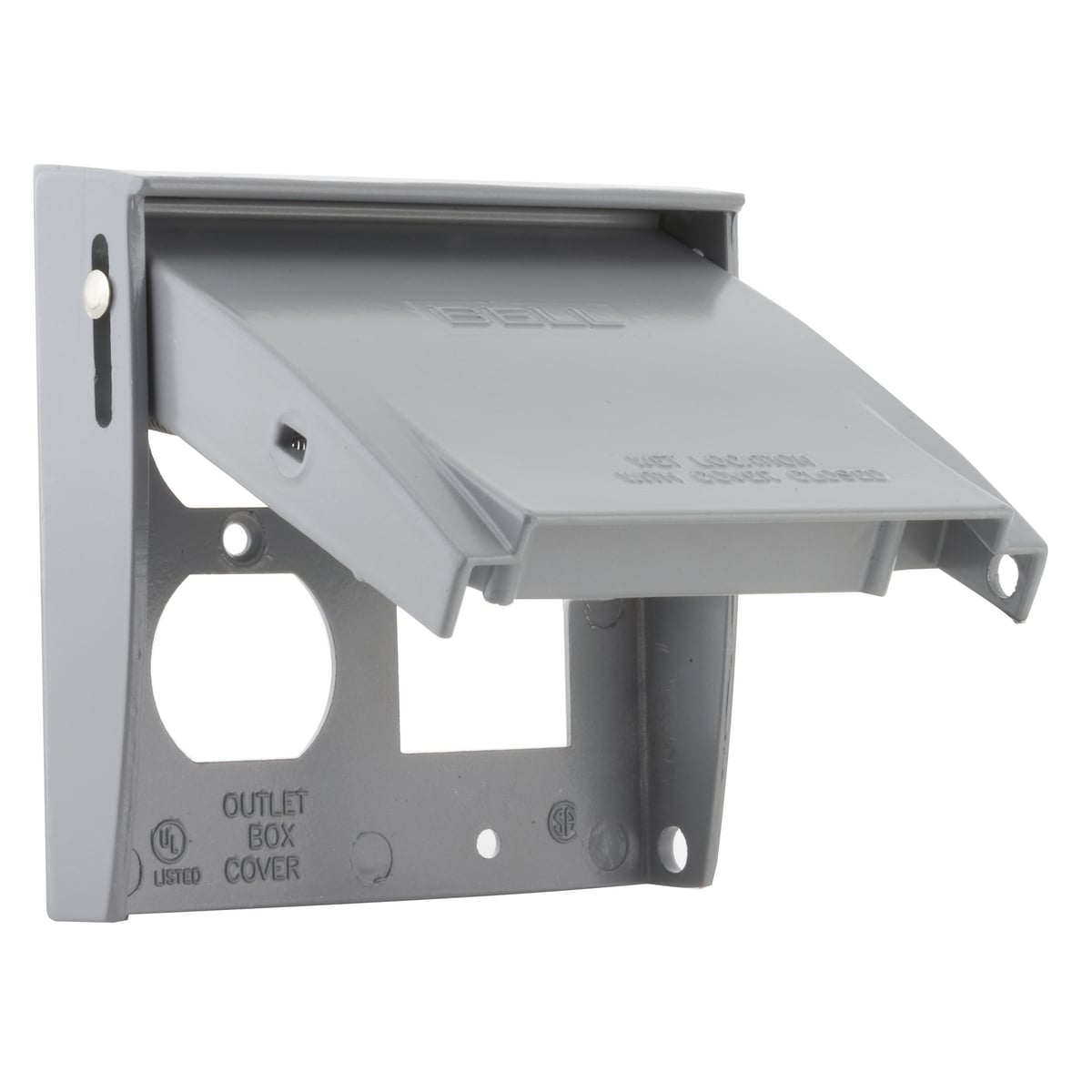Two Gang Gray RAYNTITE Metal Flip Covers, (1) Duplex & (1) GFCI