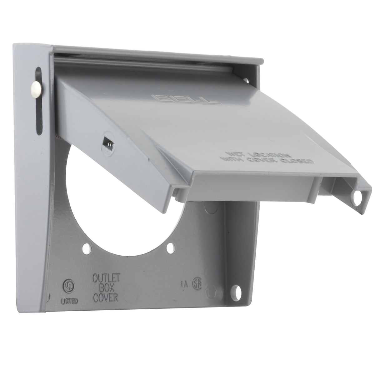 Two Gang Gray RAYNTITE Metal Flip Covers, (1) 30-50A Receptacle 2.625In. diameter