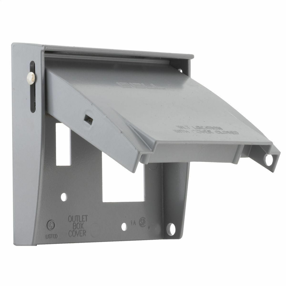 Two Gang Gray RAYNTITE Metal Flip Covers, (1) Toggle & (1) GFCI