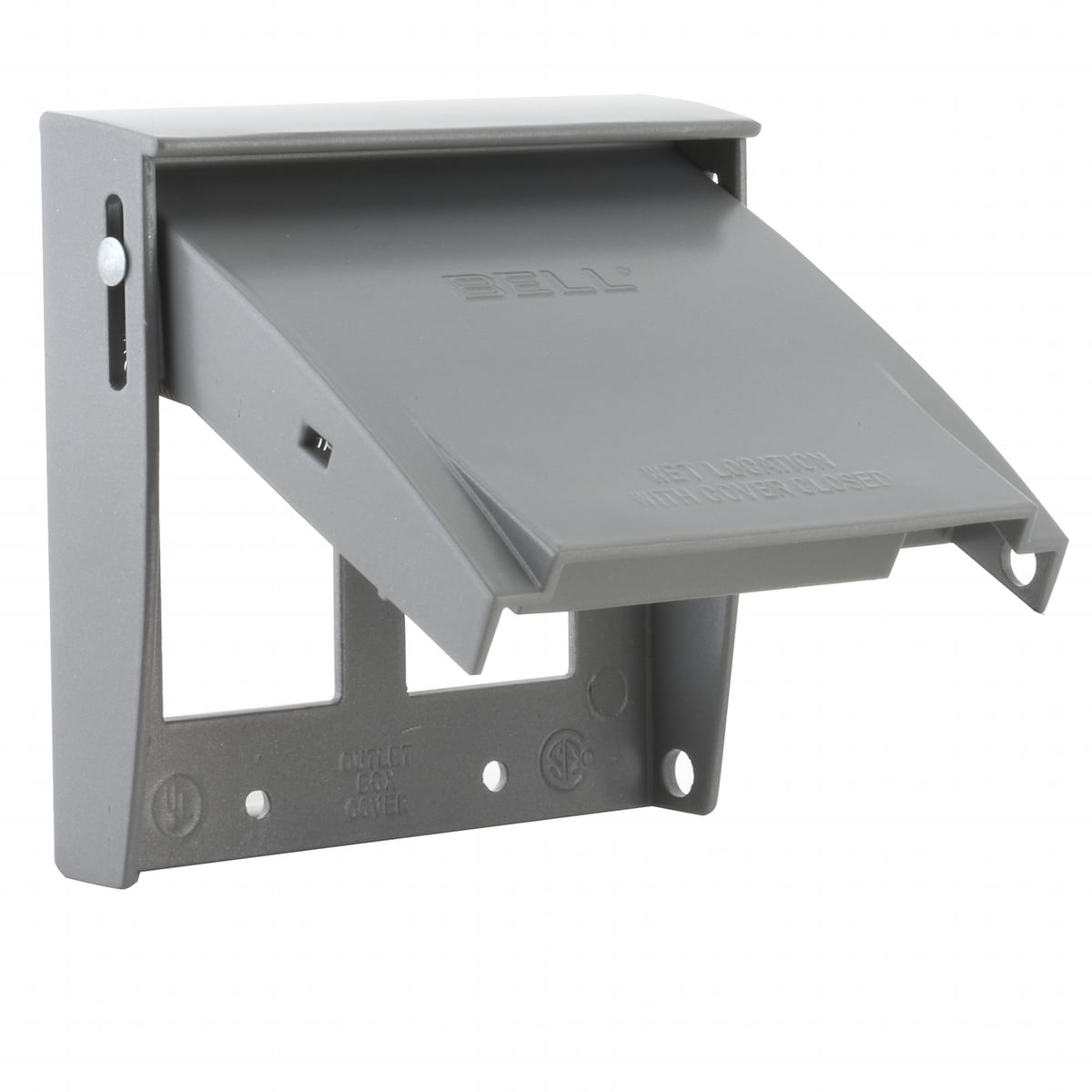 Two Gang Gray RAYNTITE Metal Flip Covers, (2) GFCI