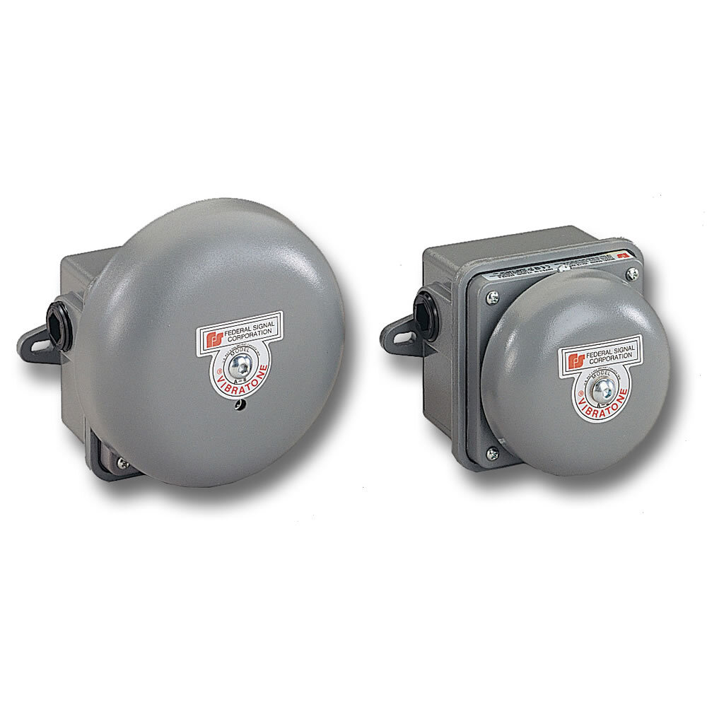 Vibratone Bell Assembly, 4" Gong, 120VAC - Four-inch or six-inch options. Four-inch gong produces 98 dBa at 10 feet (107 dBa at 1 meter). Six-inch gong produces 100dBa at 10 feet (109dBa at 1 meter). Type 3R enclosure. CSA Certified. UL and cUL Listed.