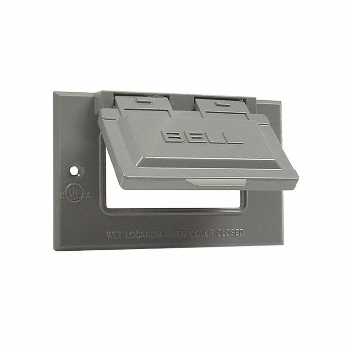 1G HORIZONTAL WEATHERPROOF COVER GFCI - GRAY