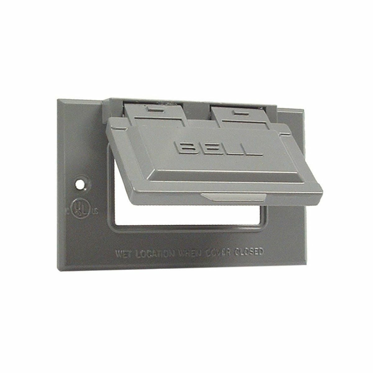 1G HORIZONTAL WP COVER GFCI - GRAY - CARDED