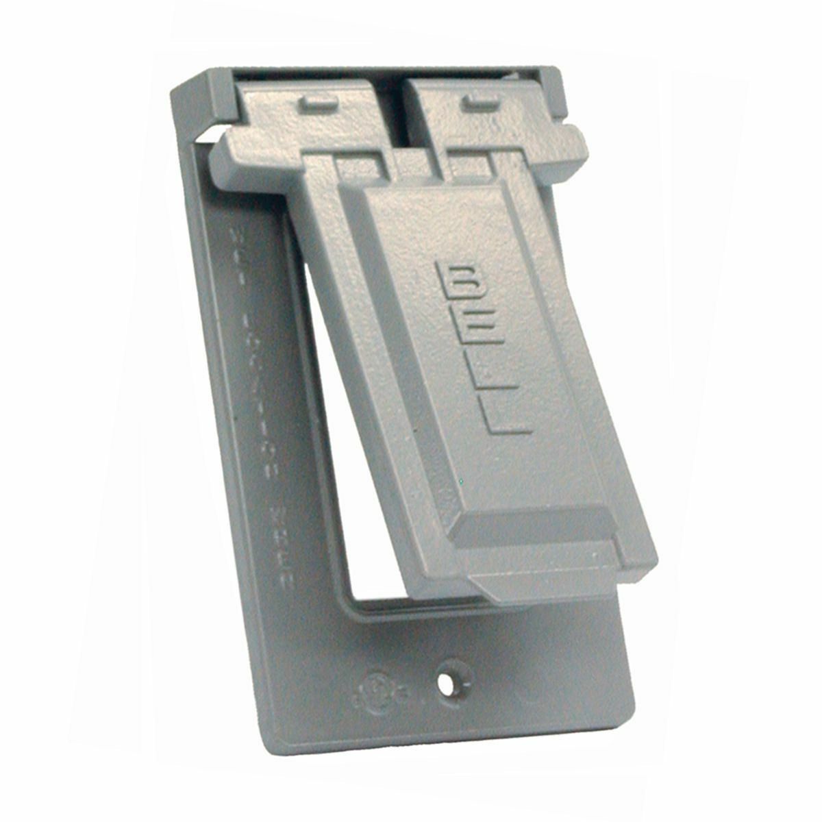 One Gang Gray Carded GFCI Device Mount Flip Covers Veritcal