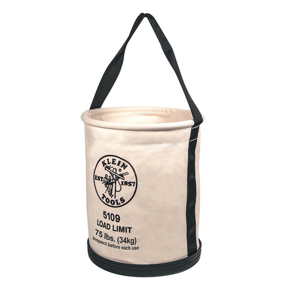 Canvas Bucket, Wide-Opening, Straight-Wall, Molded Bottom, 12-Inch