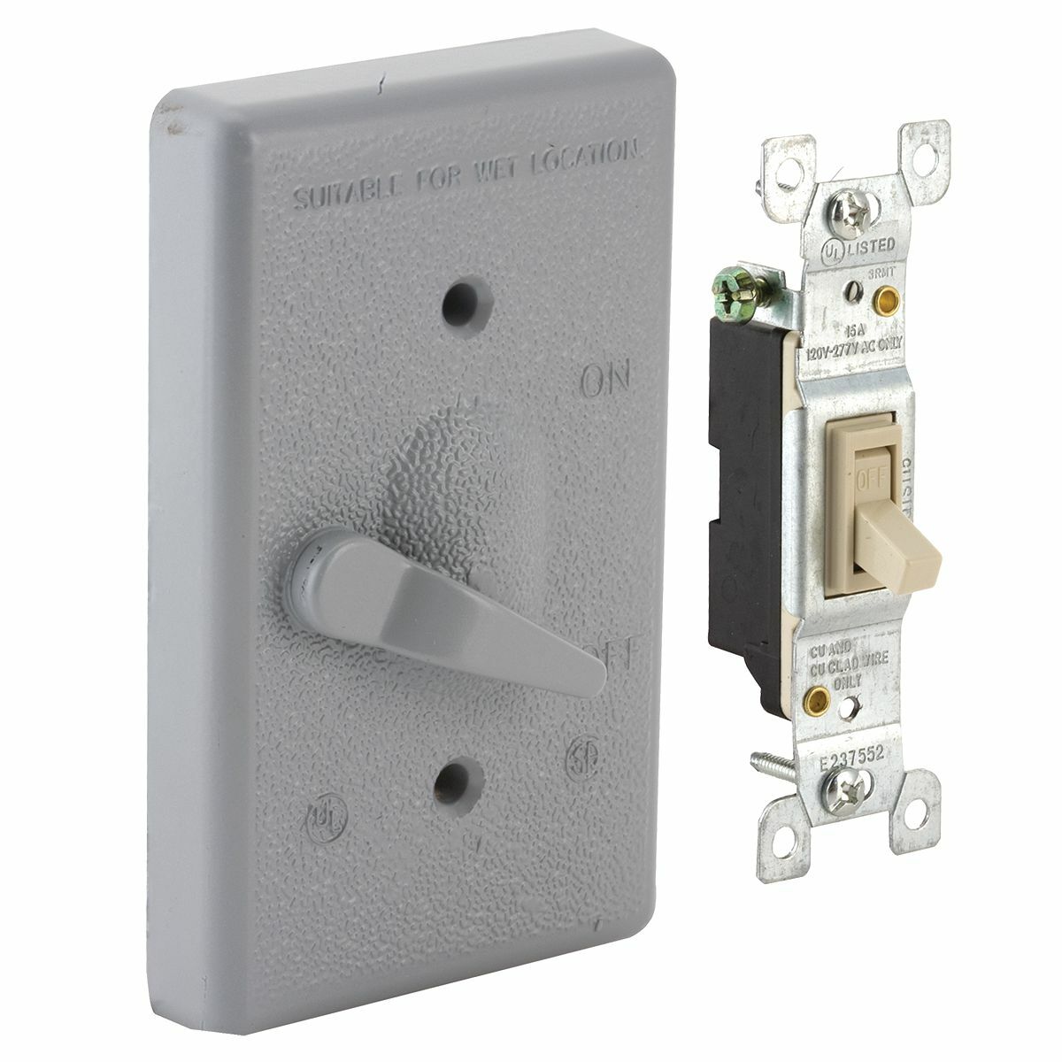 1G VERTICAL WEATHERPROOF COVER TOGGLE SP 15A -GRAY