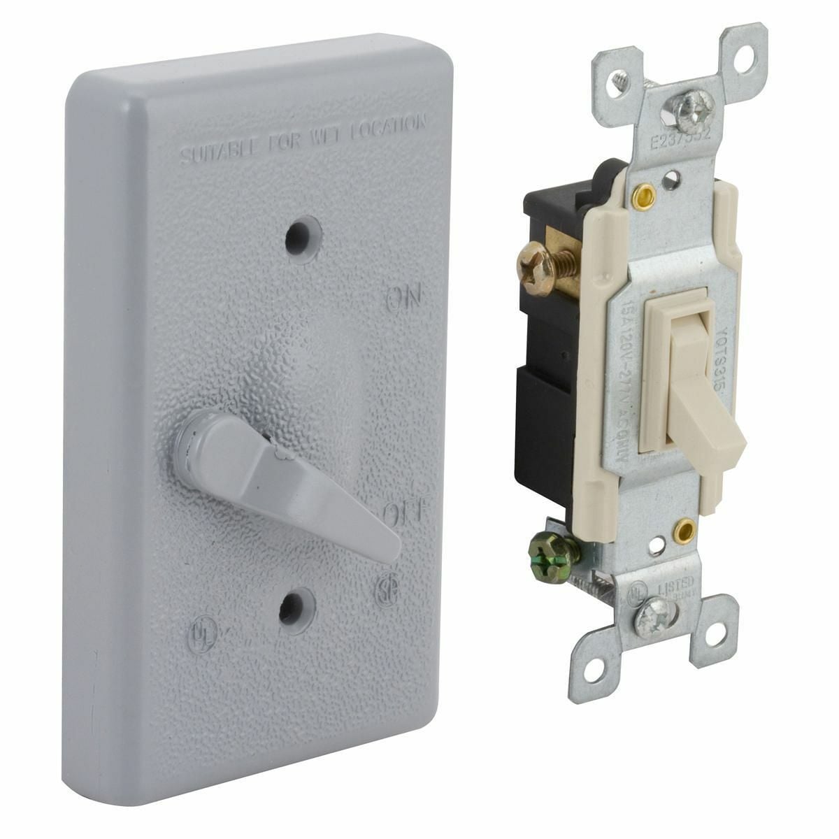 1G VERTICAL WP COVER TOGGLE 3WAY 6A/3A -GRAY