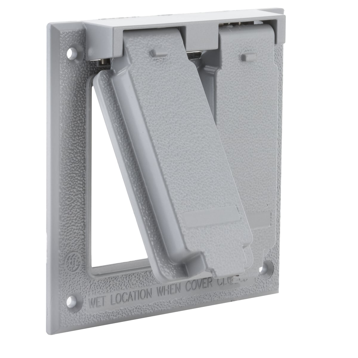 Two Gang Gray Box Mount Flip Covers, (2) GFCI