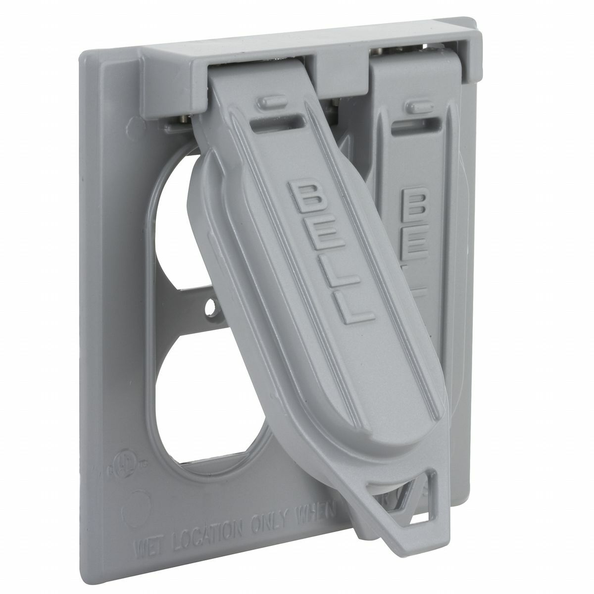 Two Gang Gray Device Mount Flip Covers, (2) Duplex 18pk