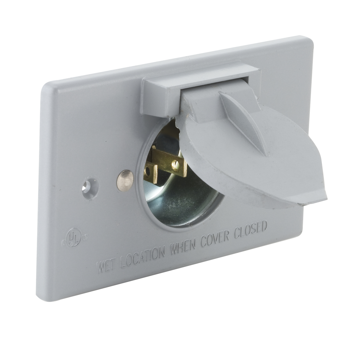 One Gang Gray Device Mount Flip Covers, Motor plug base, 1.600 In.diameter, 125V, 15A wiring device included