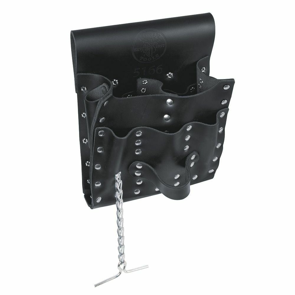 7-Pocket Tool Pouch, Soft, pliable, black leather