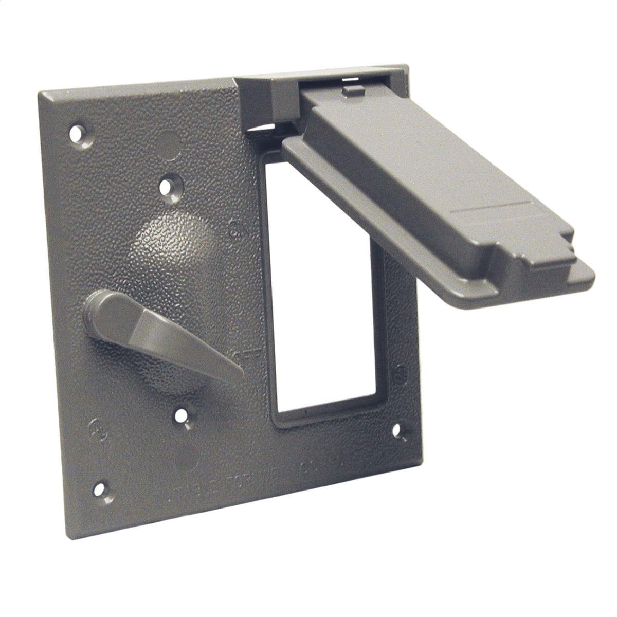 Two Gang Gray Box Mount Switch Cover, Toggle & GFCI Cover only