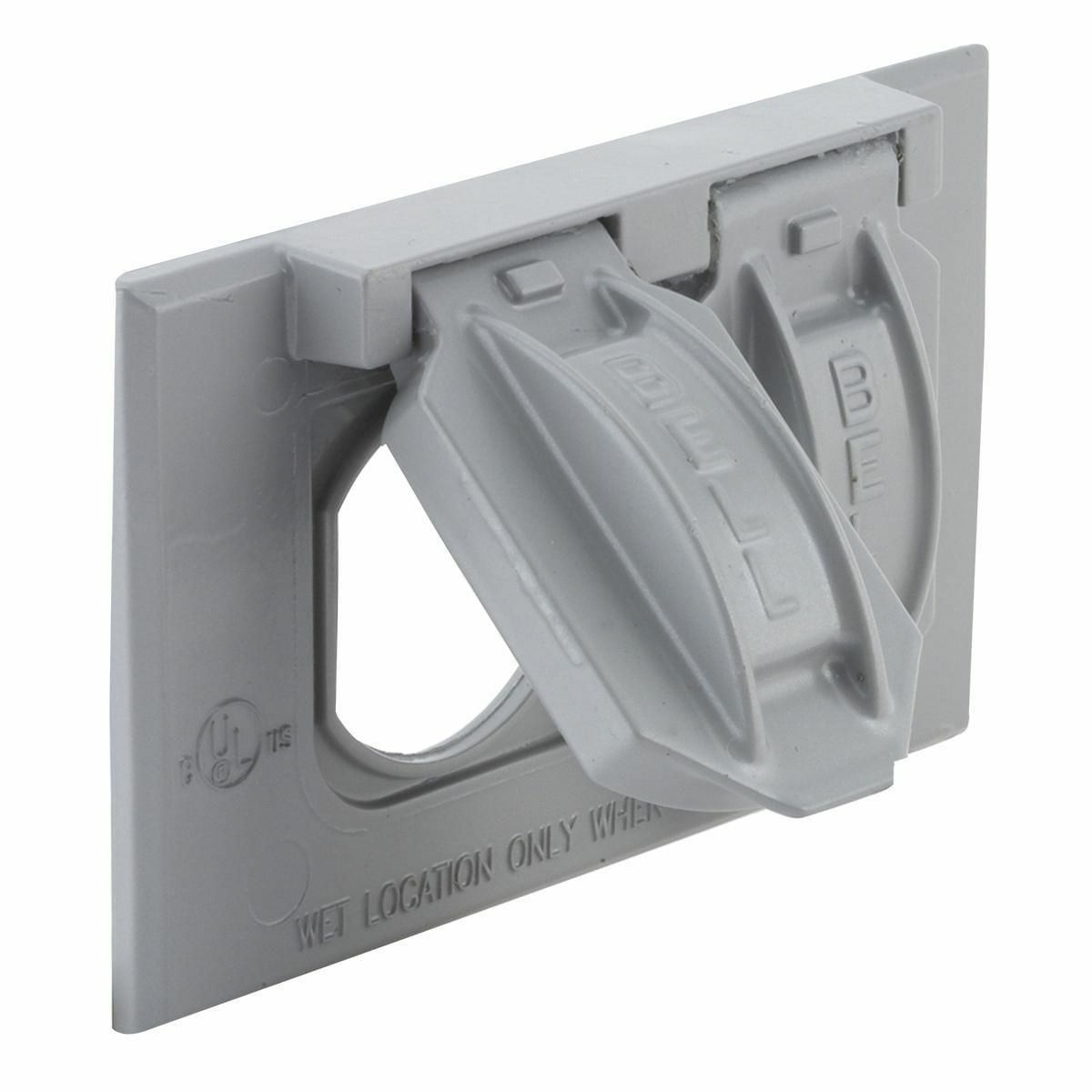 1 GANG HORIZONTAL WEATHERPROOF FLIP COVER DUPLEX - GRAY