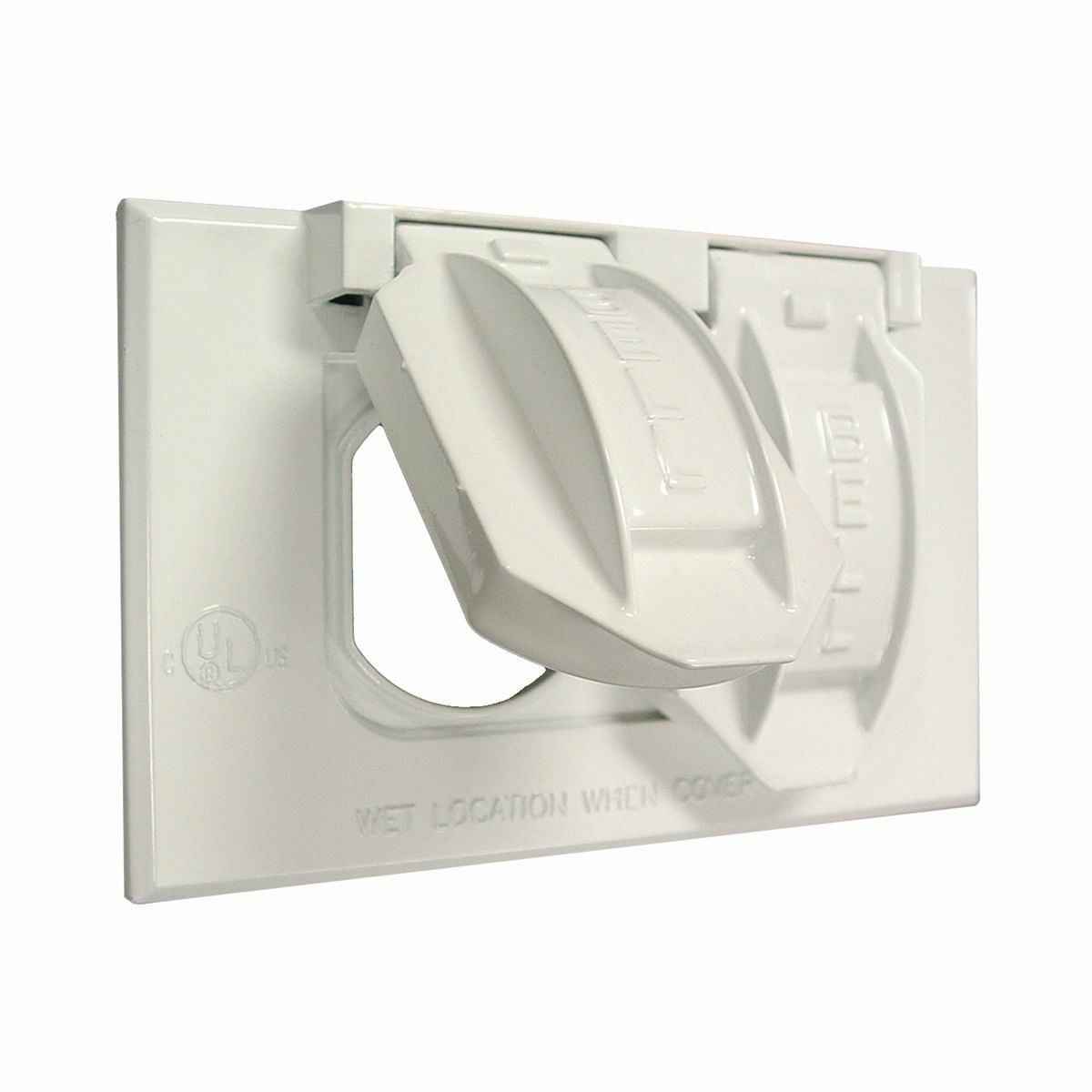  1-Gang Weatherproof Device Cover;  Aluminum, White, Horizontal Mount