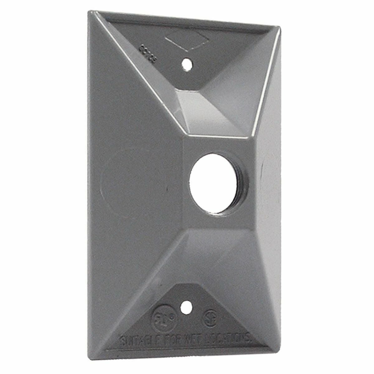Weatherproof Cover Rectangular Cluster Gray One Hole