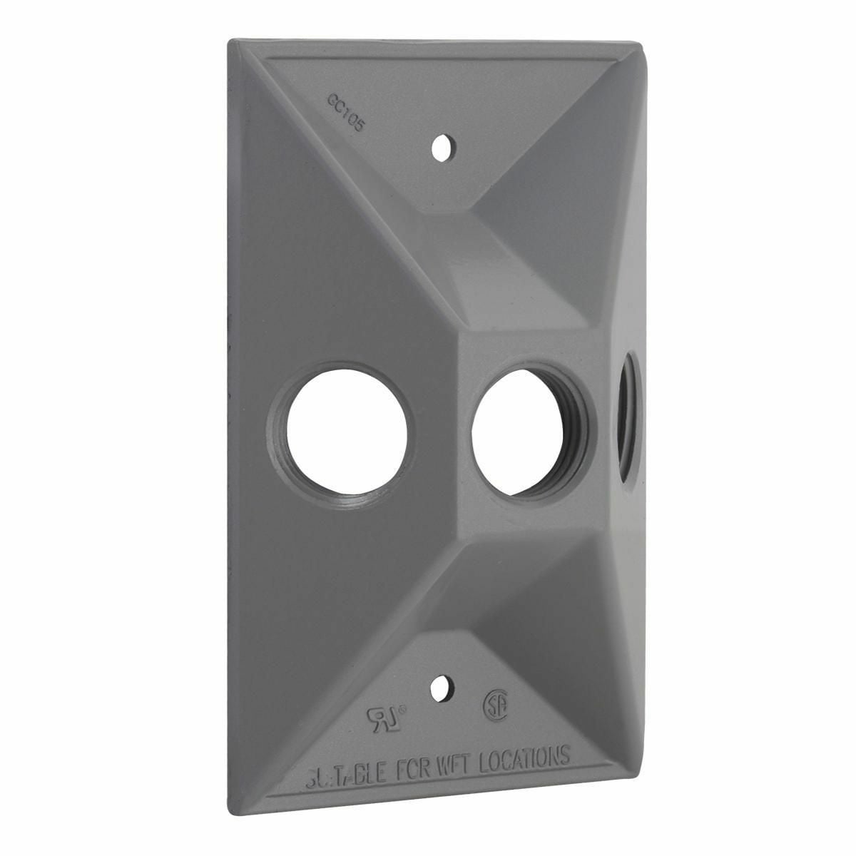 1G WP CLUSTER COVER (3) 1/2 IN. OUTLETS GRAY