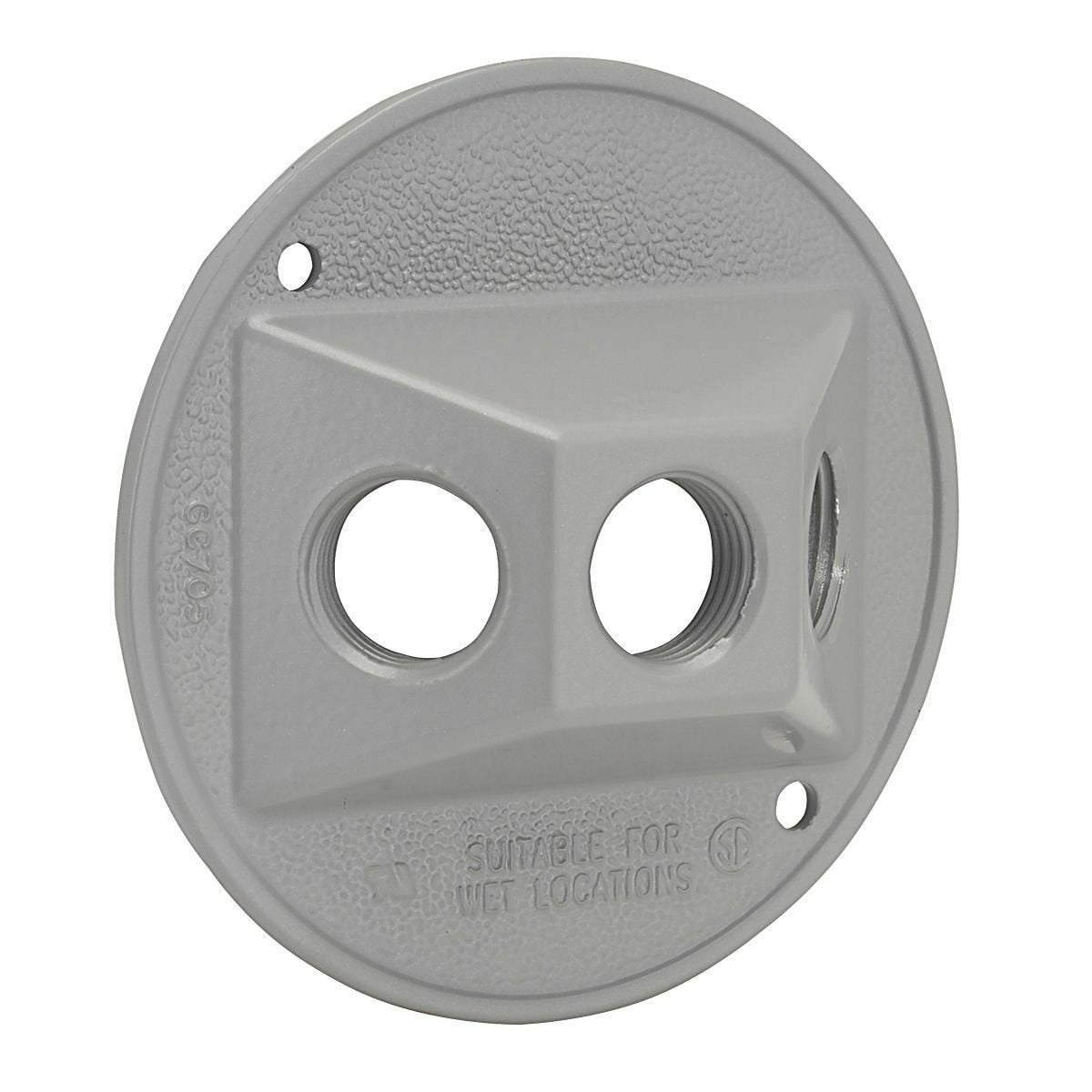 ROUND WP CLUSTER COVER (3) 1/2 IN. OUTLET GRAY