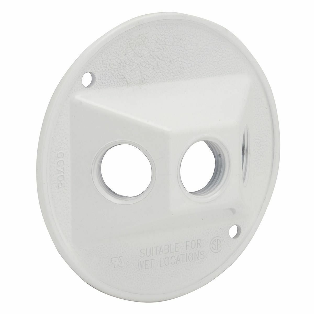 ROUND WP CLUSTER COVER (3) 1/2 IN. OUTLET WHITE