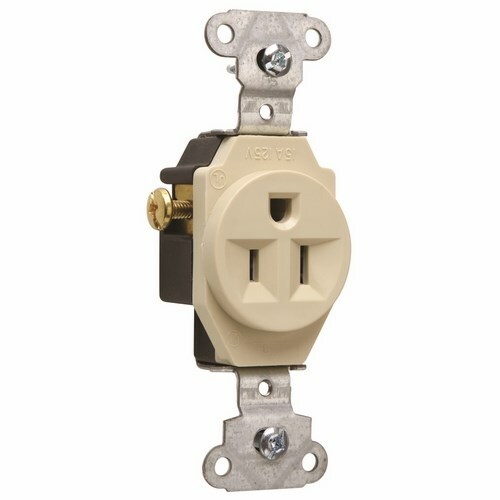 15amp 125volt, Heavy-Duty Spec Grade Single Receptacle, Side Wire, Ivory