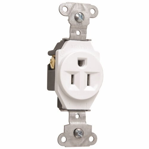 15amp 125volt, Heavy-Duty Spec Grade Single Receptacle, Side Wire, White