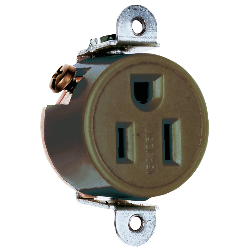 Commercial Grade Short Strap Single Receptacle Side Wire 15amp 125volt Brown