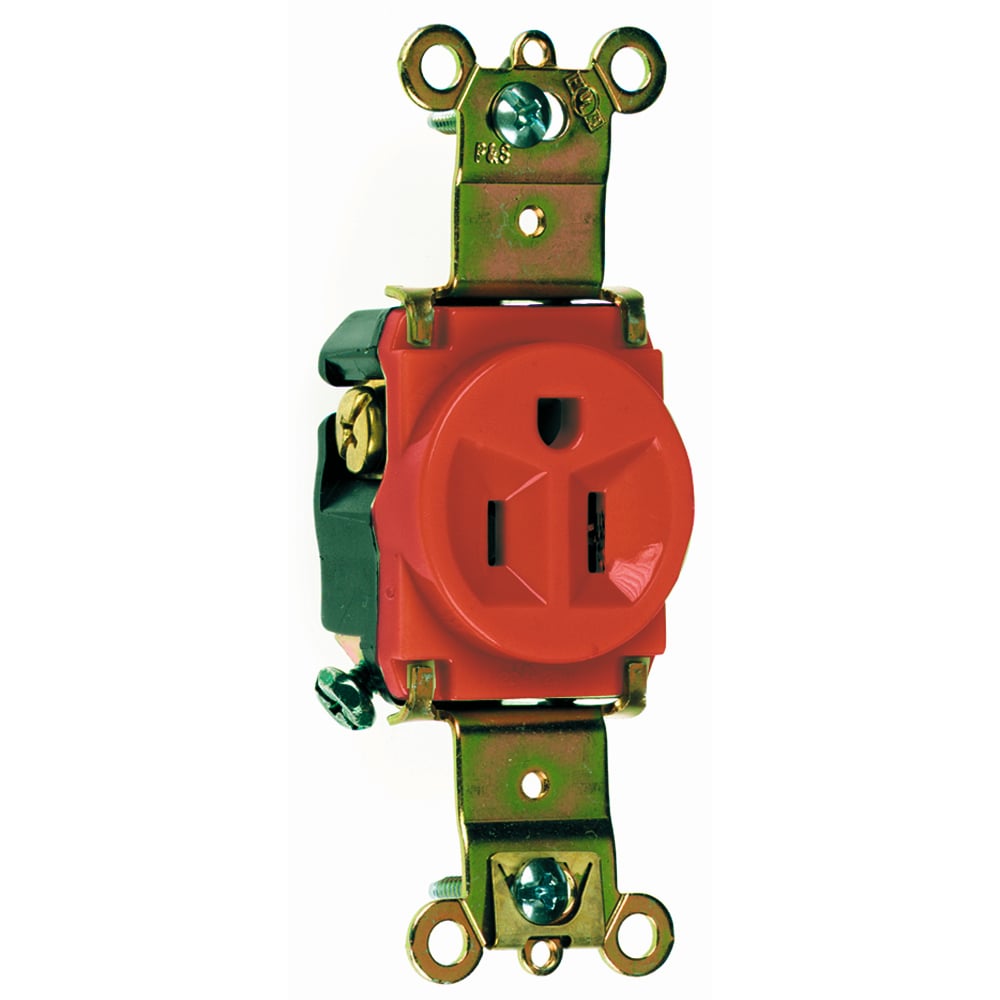 Heavy-Duty Spec Grade Single Receptacle Back and, Side Wire 15amp 125volt Red