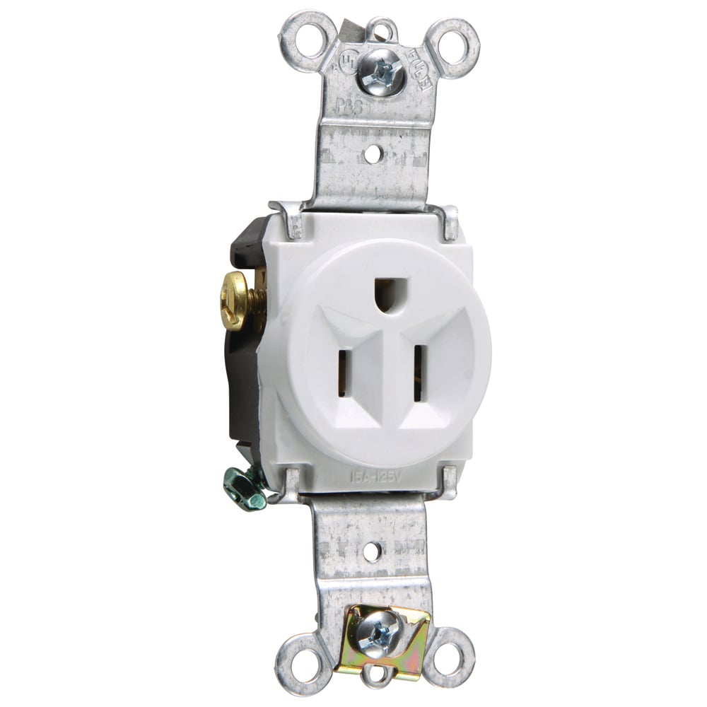 Heavy-Duty Spec Grade Single Receptacle Back and, Side Wire 15amp 125volt White