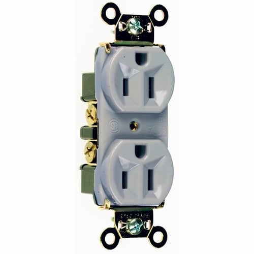 Industrial Extra Heavy-Duty Spec Grade Duplex Receptacle Back and, Side Wire 15amp 125volt Gray