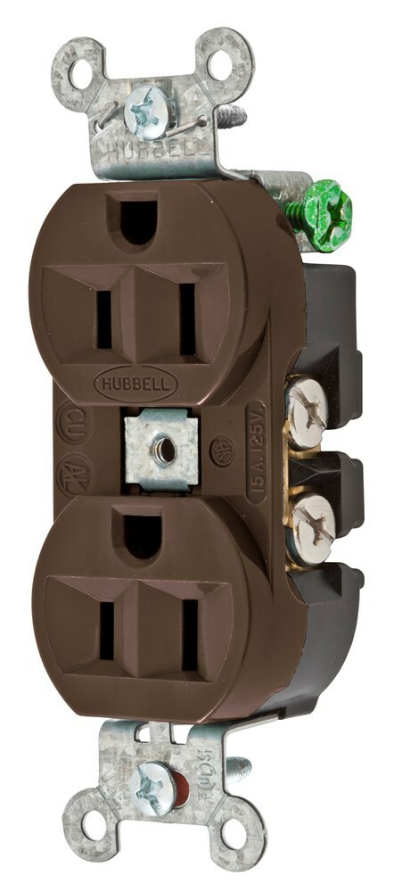 RCPT, DUP SB, HUBPRO, 15A 125V, FG , GY
