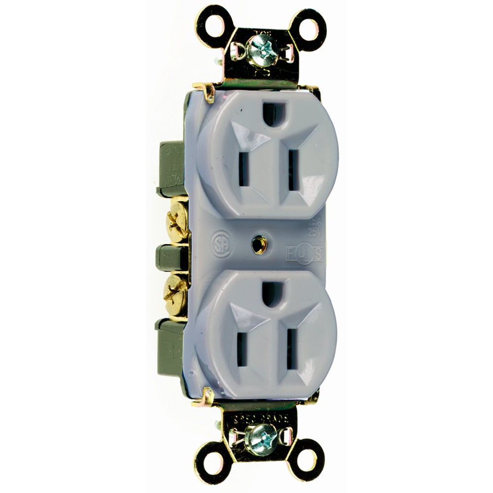Hard Use Spec Grade Duplex Receptacle Back and, Side Wire 15amp 125volt Gray