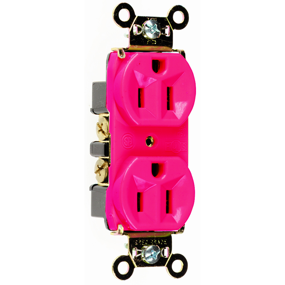 Hard Use Spec Grade Duplex Receptacle Back and, Side Wire 15amp 125volt Red