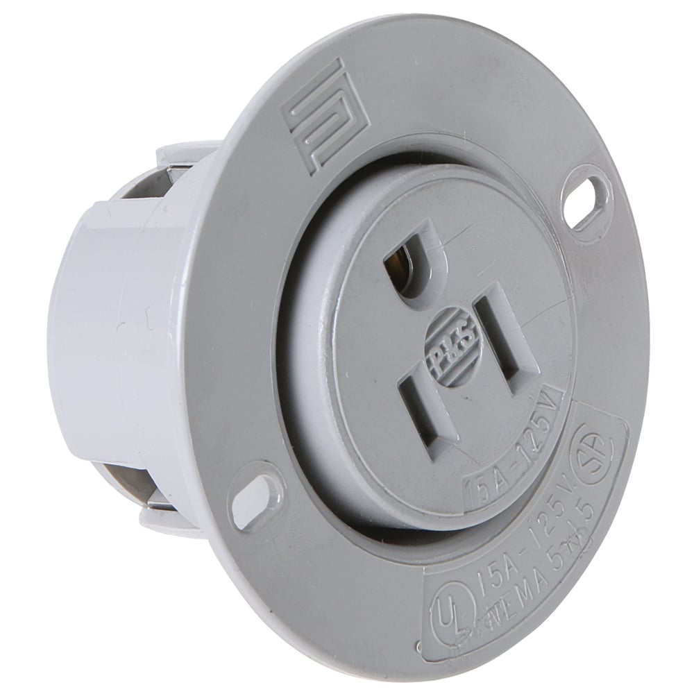 Straight Blade 2pole 3wire 15amp 125volt Flanged Outlet
