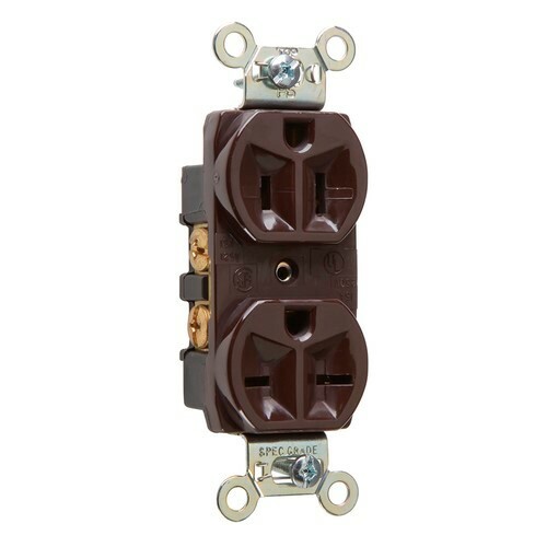 Hard Use Spec Grade Combination Duplex Receptacle Side Wire 15amp 125/250volt Brown