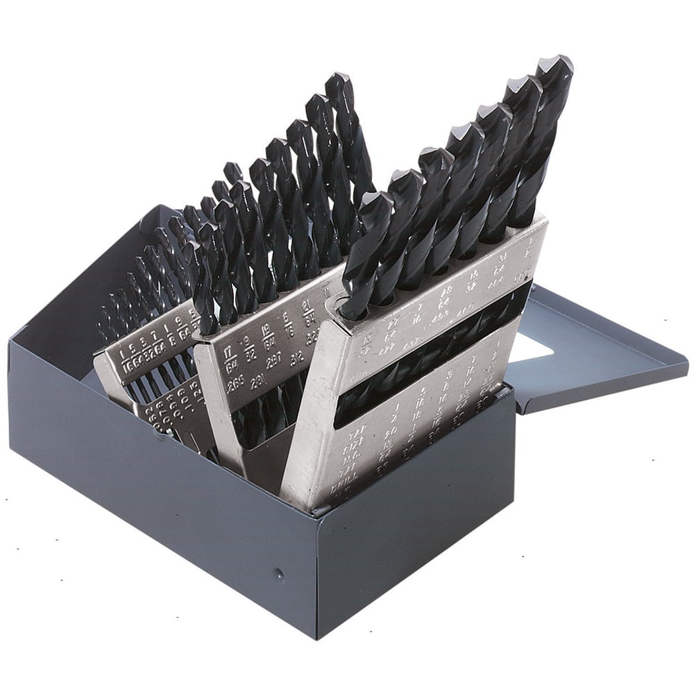 53000 Standard Jobber Length Regular Point Drill Set, 1/16 in Min Drill Bit, 1/2 in Max Drill Bit, 118 deg Drill Point Angle, 29 Pieces, HSS, Black Oxide