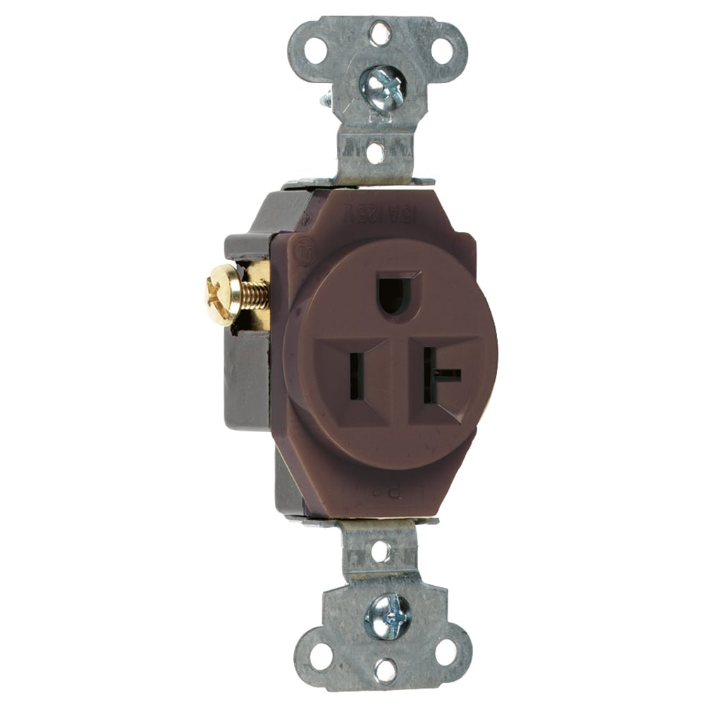 Heavy-Duty Spec Grade Single Receptacle Side Wire 20amp 125volt Brown