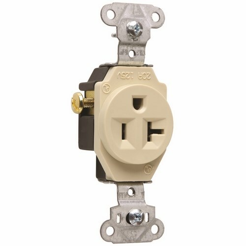 Heavy-Duty Spec Grade Single Receptacle Side Wire 20amp 125volt Ivory