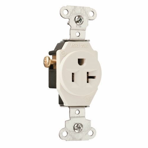 Heavy-Duty Spec Grade Single Receptacle Side Wire 20amp 125volt Light Almond