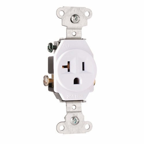 Heavy-Duty Spec Grade Single Receptacle Side Wire 20amp 125volt White