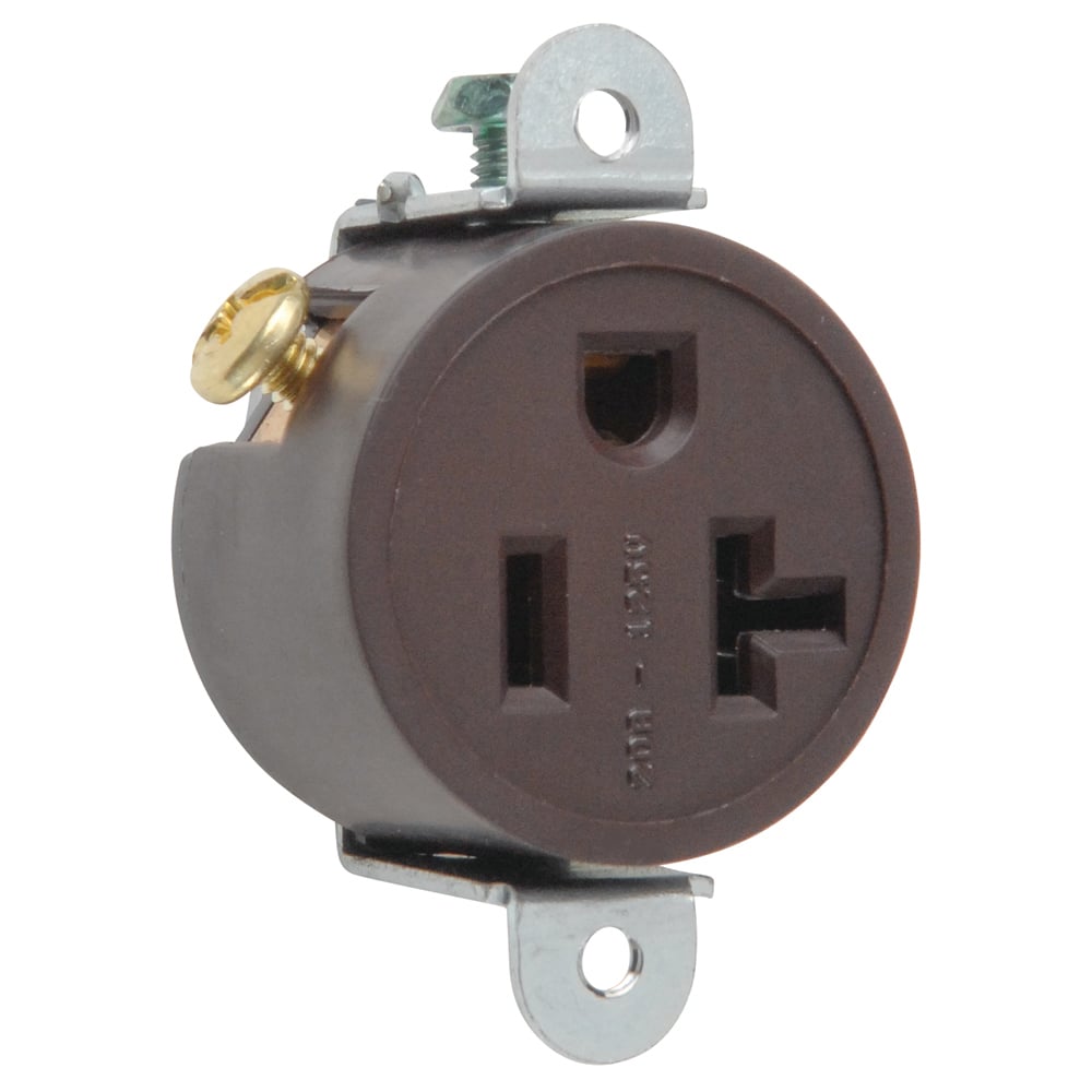 Commercial Grade Short Strap Single Receptacle Side Wire 20amp 125volt Brown