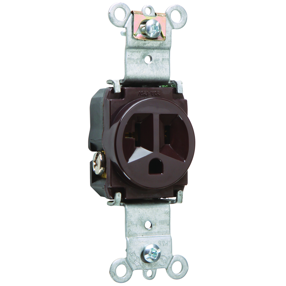 Heavy-Duty Spec Grade Single Receptacle Back and, Side Wire 20amp 125volt Brown