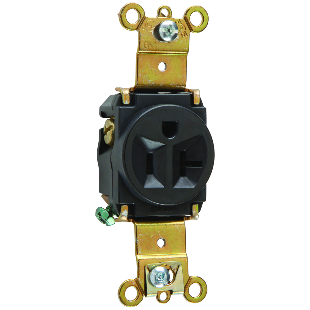 Heavy-Duty Spec Grade Single Receptacle Back and, Side Wire 20amp 125volt Black