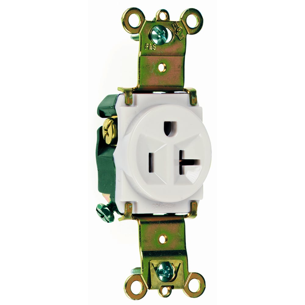 Heavy-Duty Spec Grade Single Receptacle Back and, Side Wire 20amp 125volt White