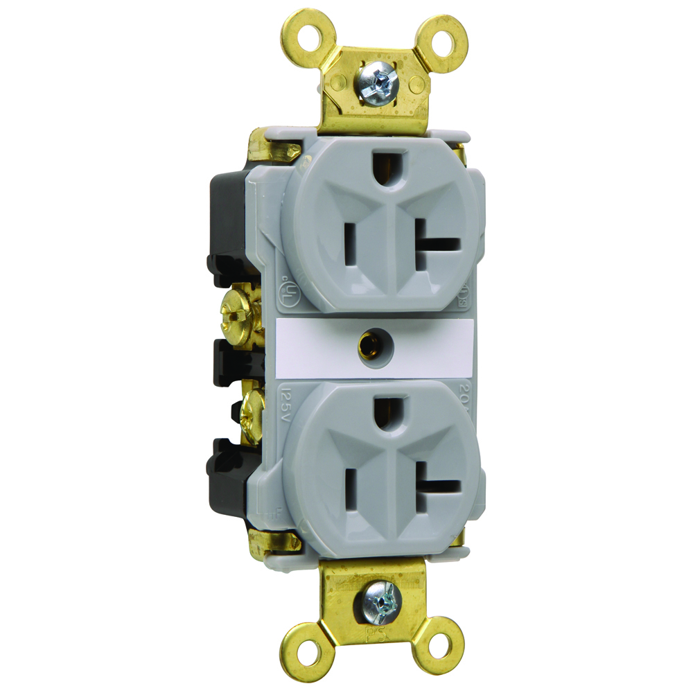Industrial Extra Heavy-Duty Spec Grade Duplex Receptacle Back and, Side Wire 20amp 125volt Gray