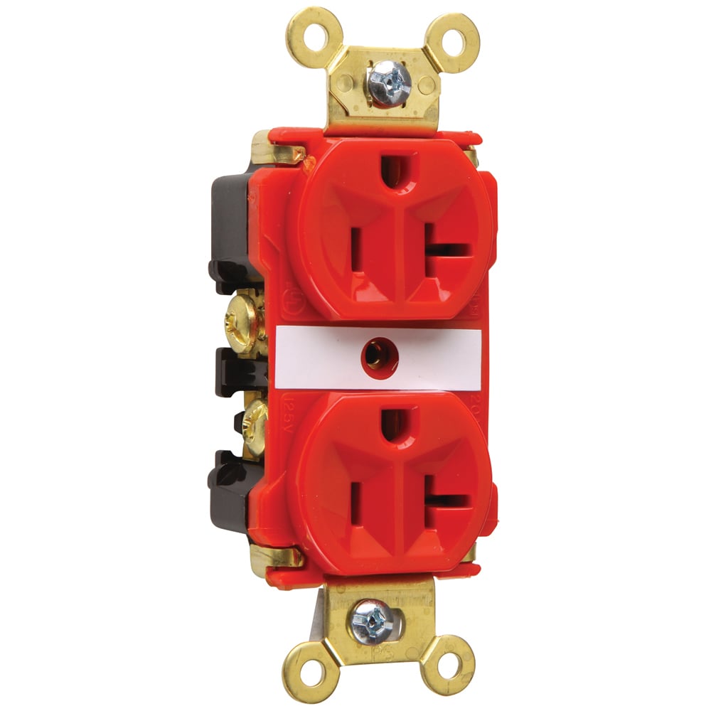 Industrial Extra Heavy-Duty Spec Grade Duplex Receptacle Back and, Side Wire 20amp 125volt Red